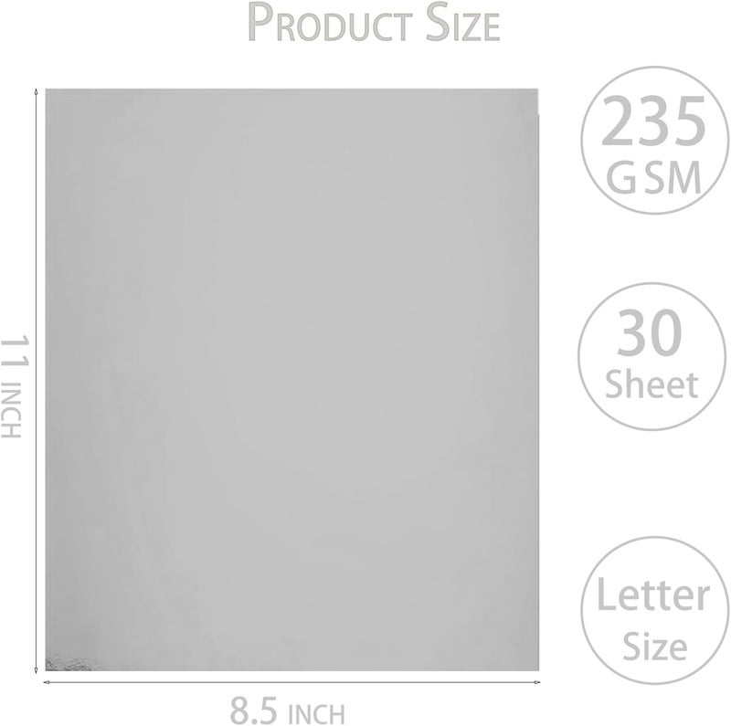 WEKOOSE Metallic Sliver Foil Paper Cardstock 30 Sheets Golden Card Stock Board for Scrapbook Decor Crafts Wedding Invitations & Poster, 235GSM Thick Reflective Cardboard - Image 2